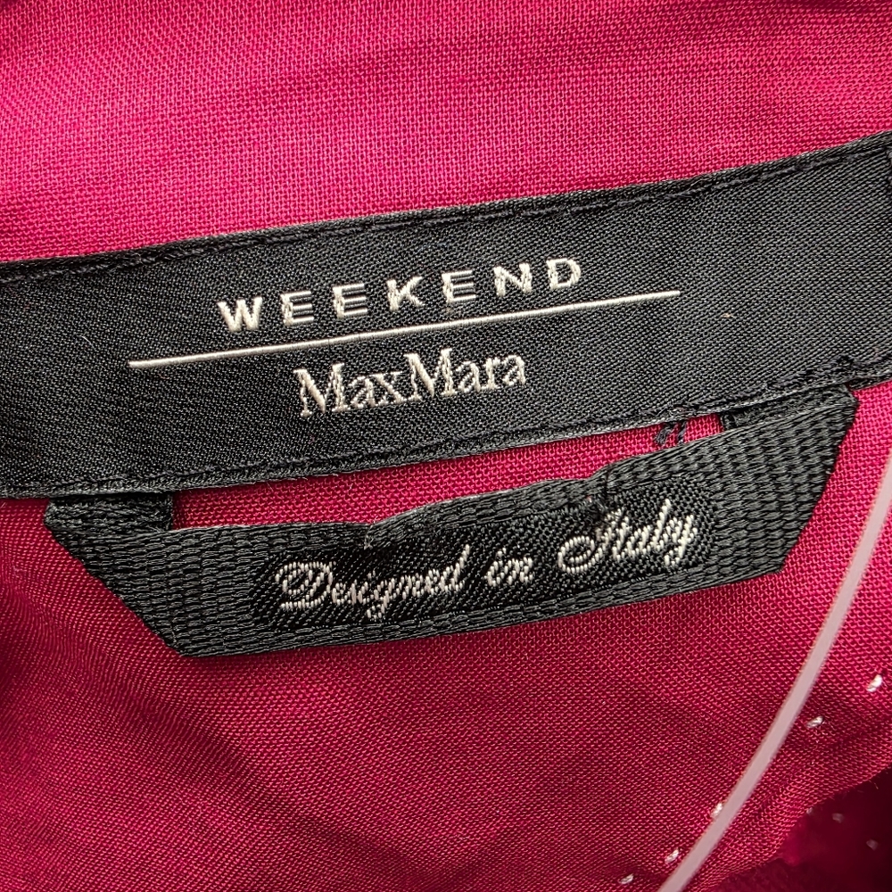 NWT Weekend Max Mara Ofidio 100% Linen Blazer Jacket Bordeaux Red Size 12 - Picture 9 of 10
